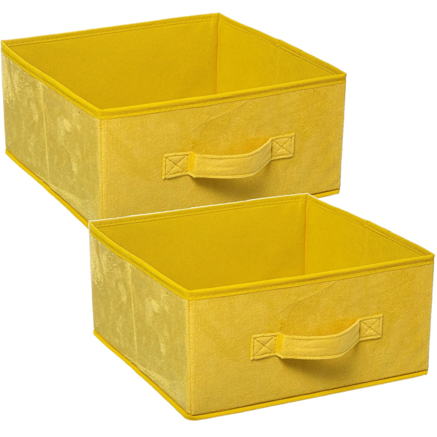 Set van 4x stuks opbergmand-kastmand 14 liter geel polyester 31 x 31 x 15 cm