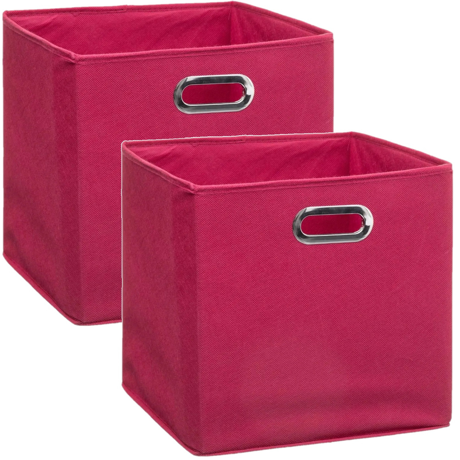 Set van 4x stuks opbergmand-kastmand 29 liter framboos roze linnen 31 x 31 x 31 cm