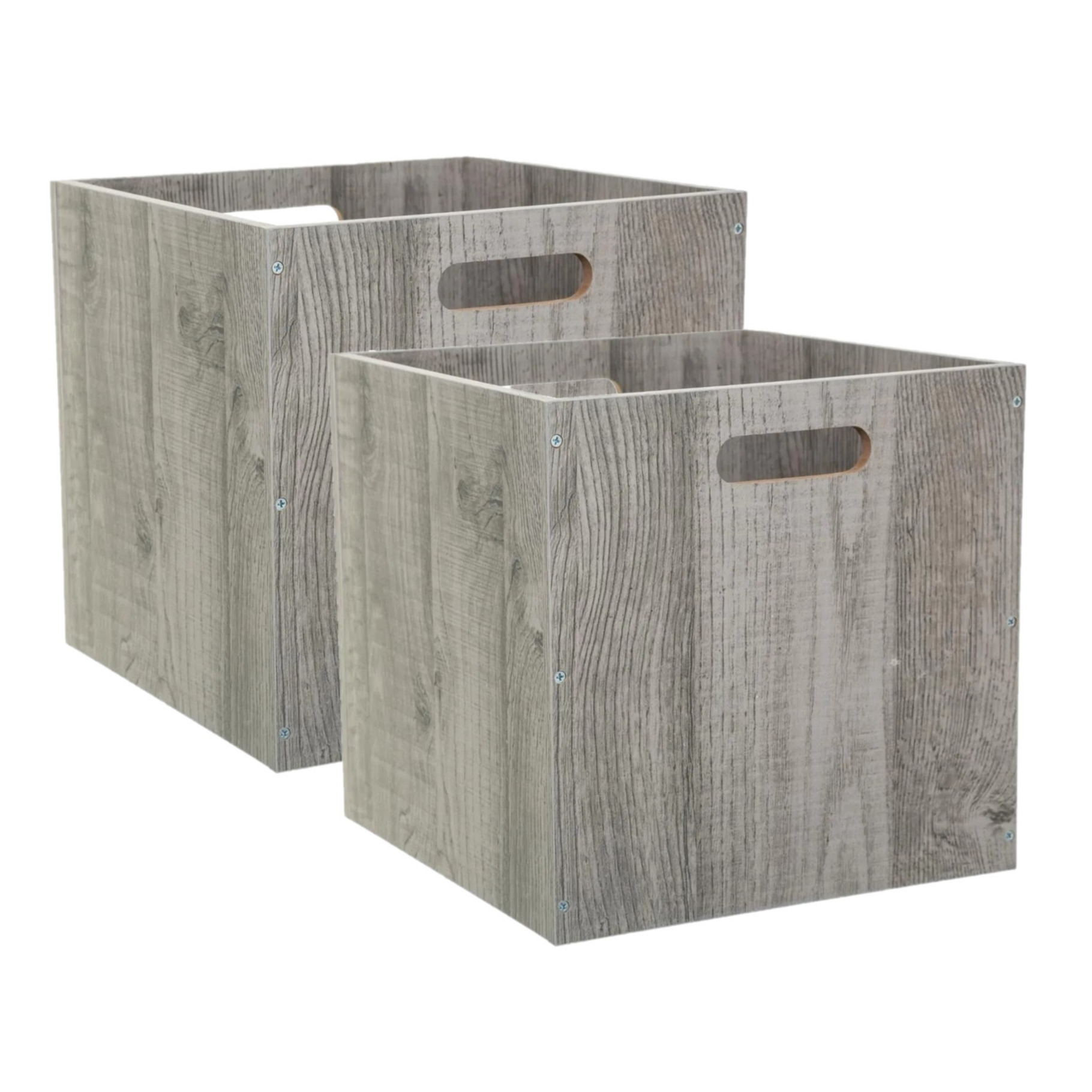 Set van 4x stuks opbergmand-kastmand 29 liter grijs-greywash van hout 31 x 31 x 31 cm