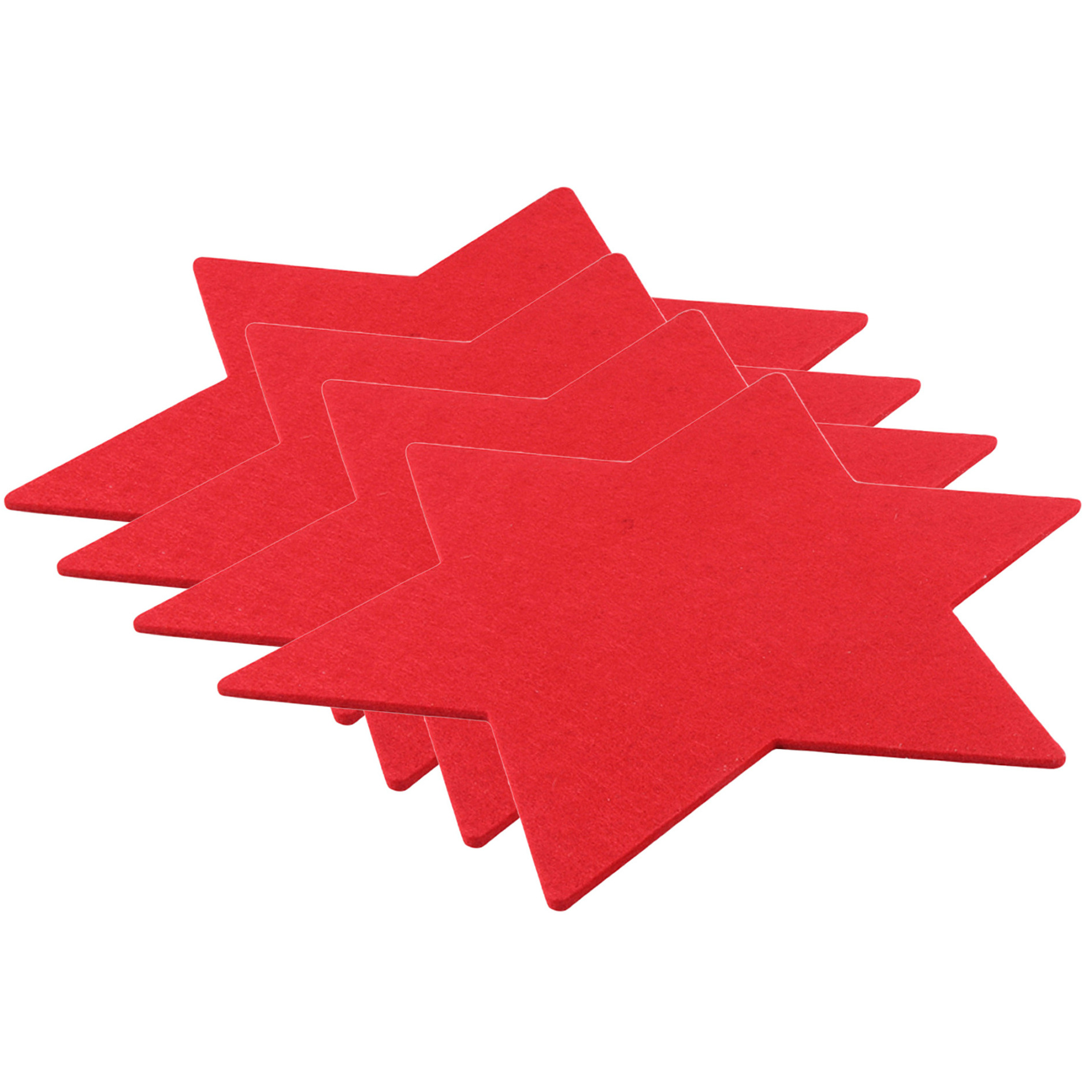 Placemats - D25 cm - rood - Set van 4x stuks - kunststof - stervormig