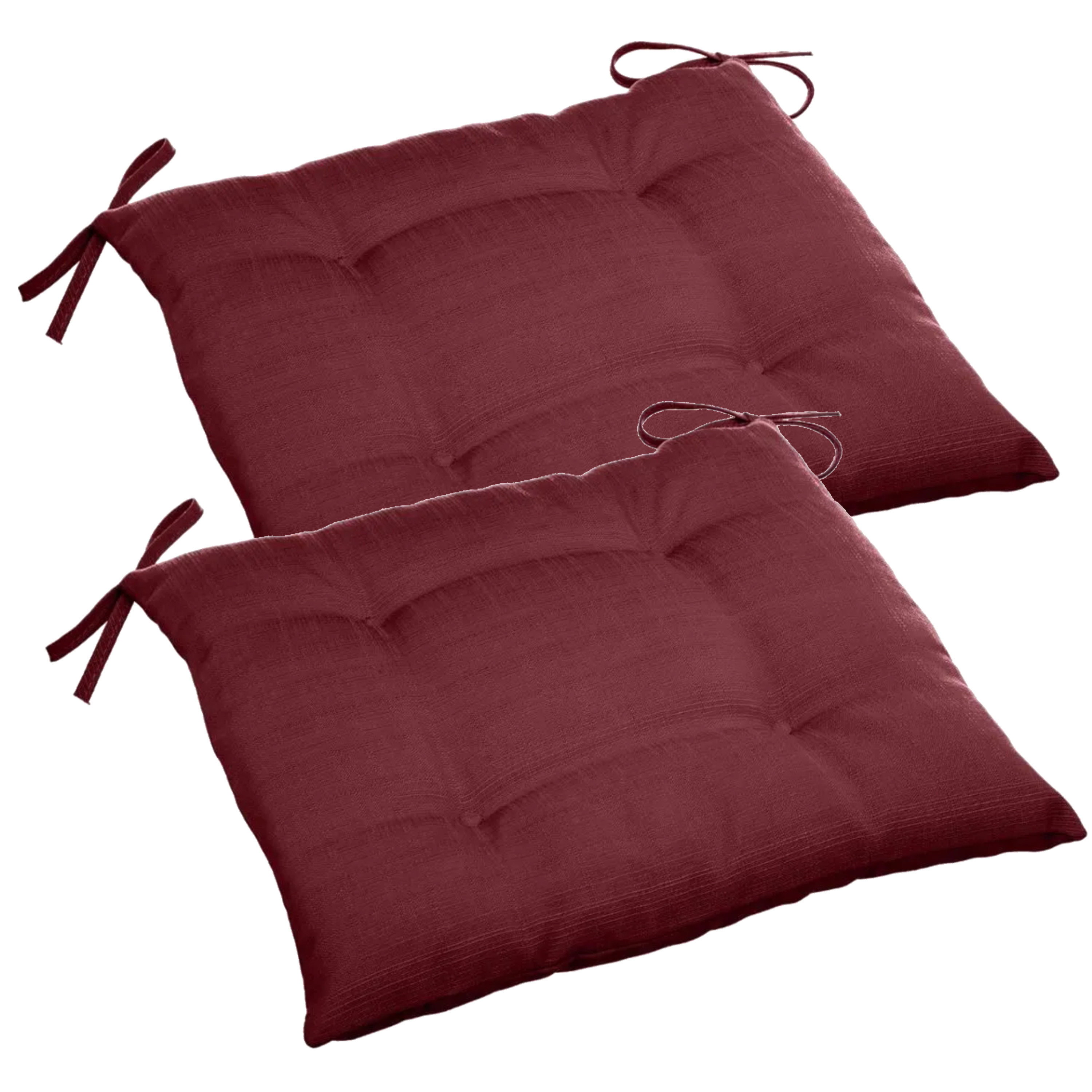 Set van 4x stuks stoelkussens voor binnen en buiten in de kleur bordeaux rood 40 x 40 x 4 cm