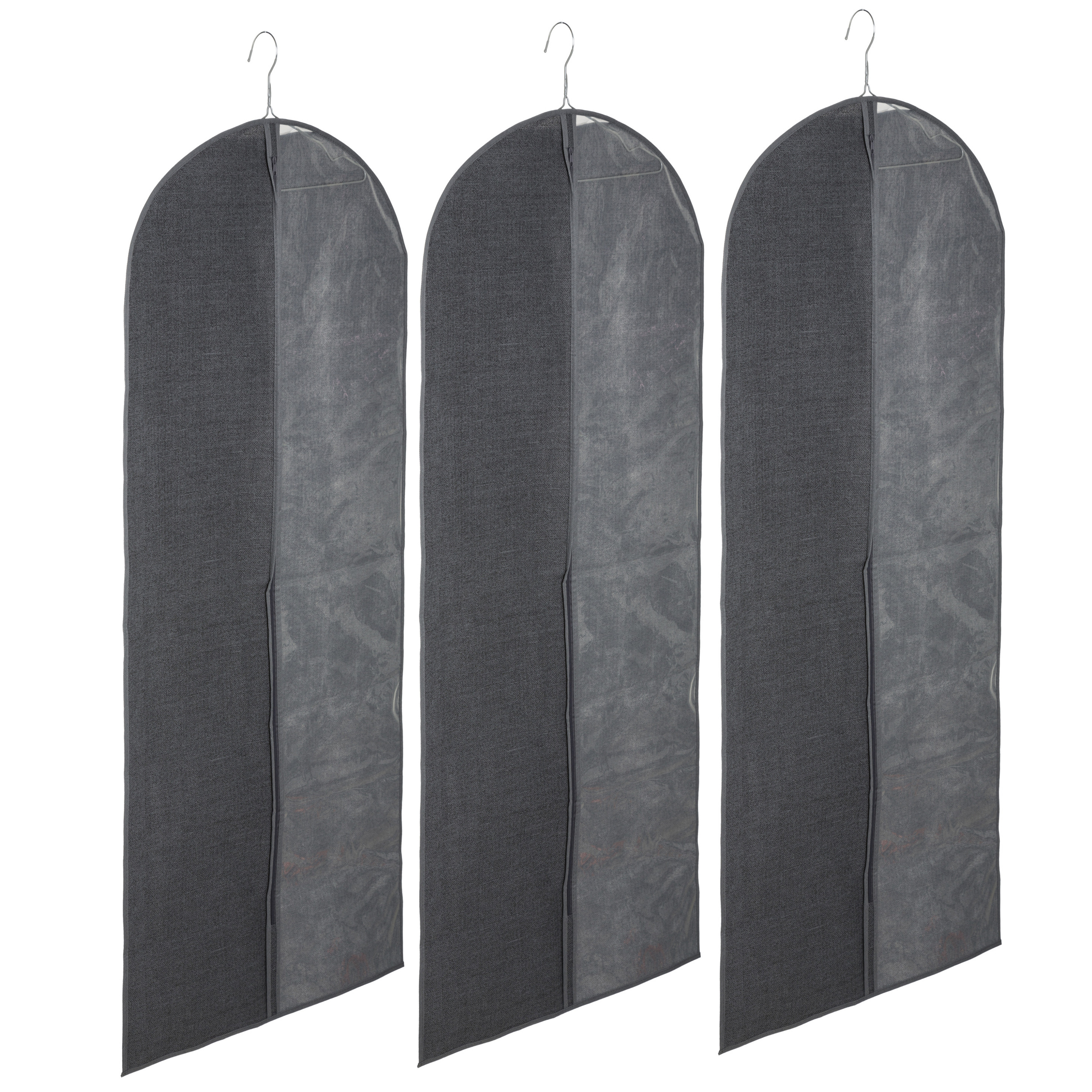 Set van 5x stuks kleding-beschermhoezen linnen grijs 130 cm