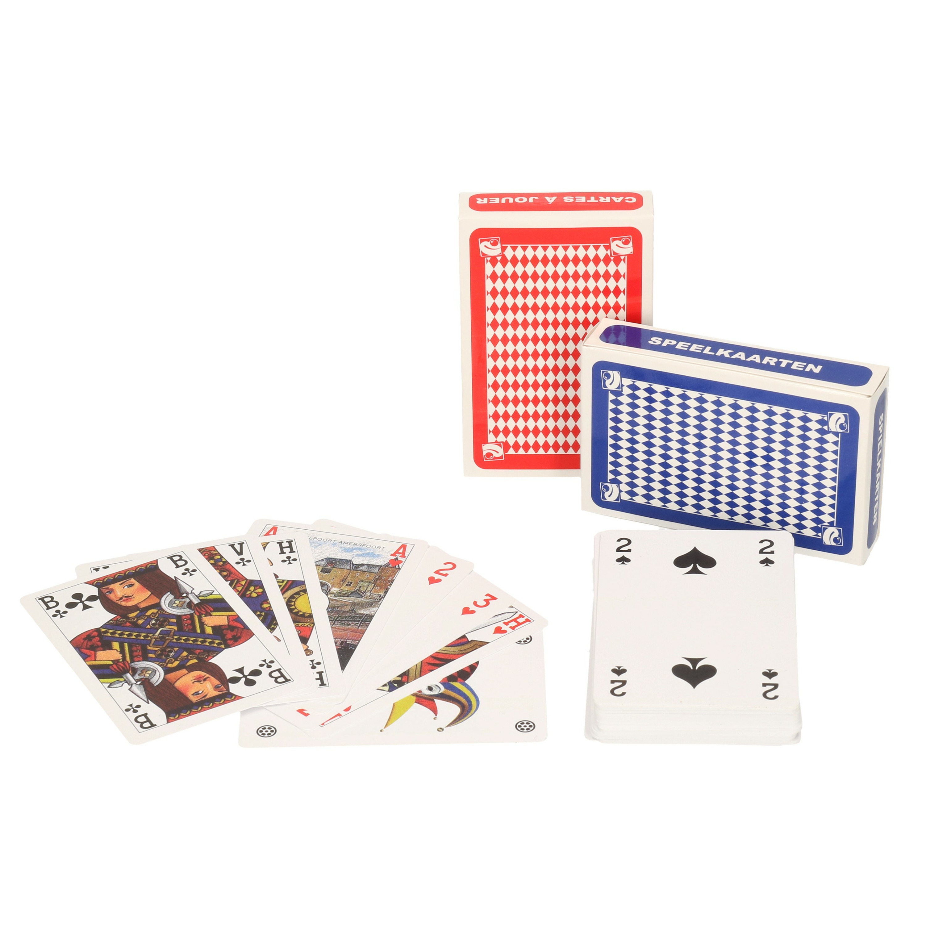 Set van 6x clown games speelkaarten rood en blauw-kartonnen kaarten