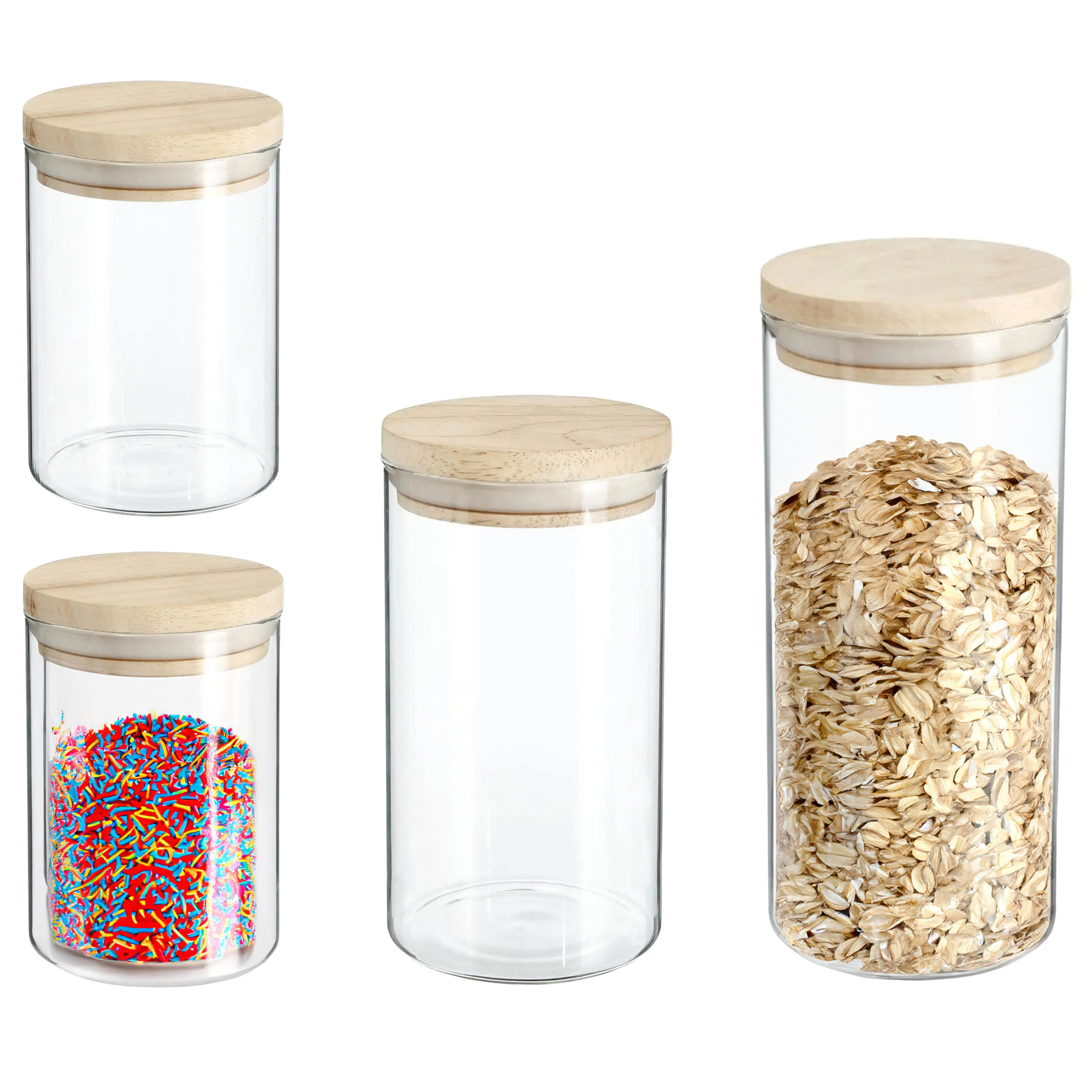 Set van 6x keuken voorraadbussen-potten glas 0.6 en 1.3 Liter inhoud
