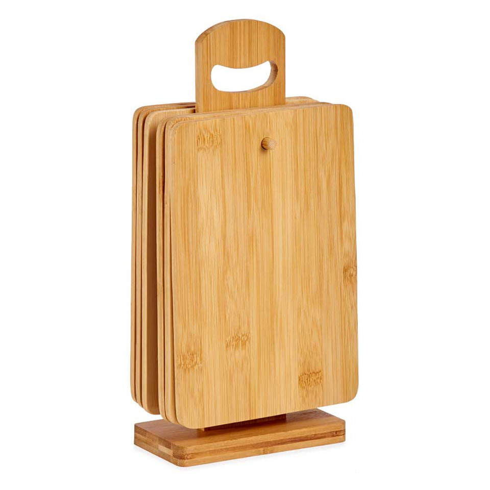 Set van 6x stuks bamboe houten snijplanken/serveerplanken met houder 22 x 14 cm -