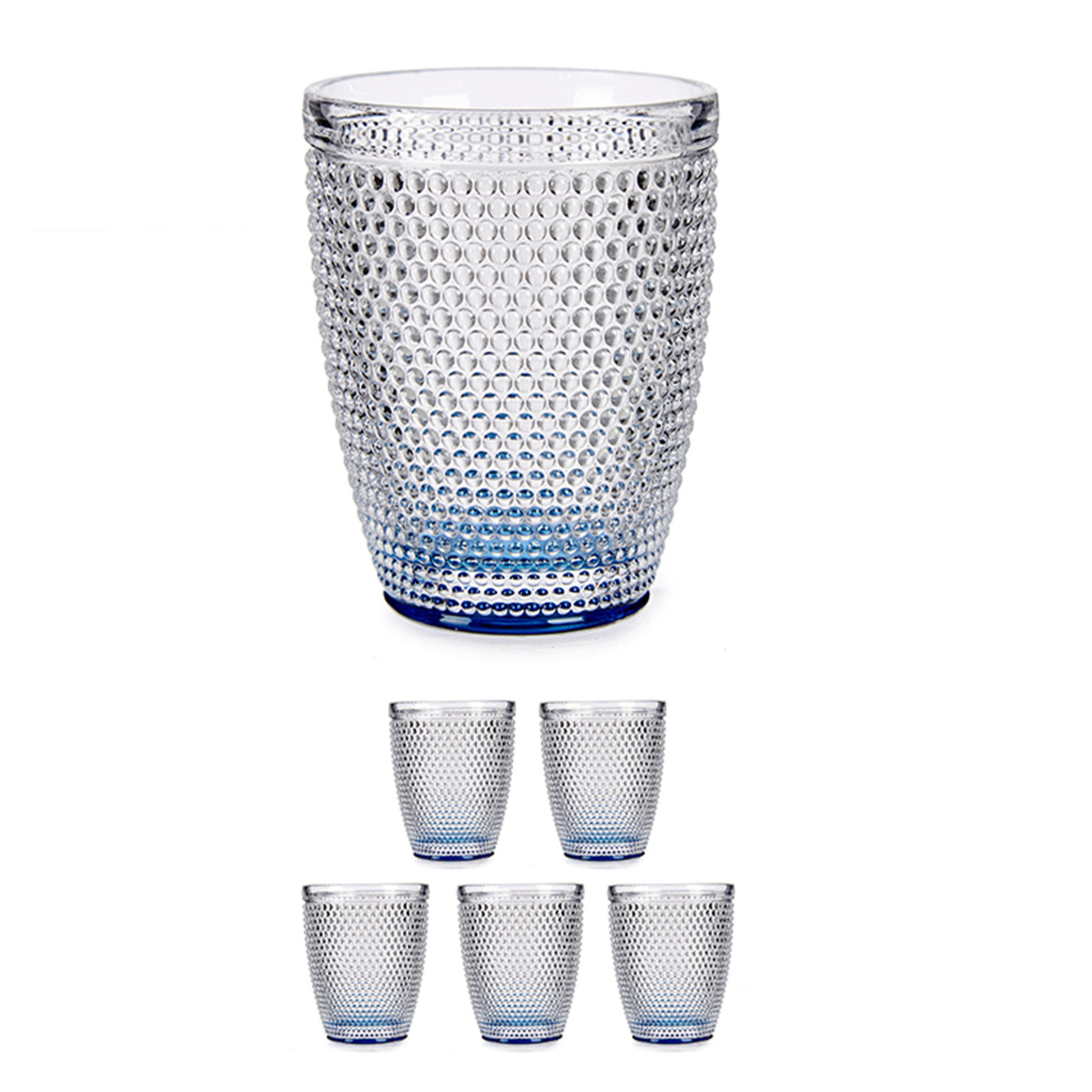 Set van 6x stuks luxe drinkglazen-waterglazen van 300 ml transparant-blauw