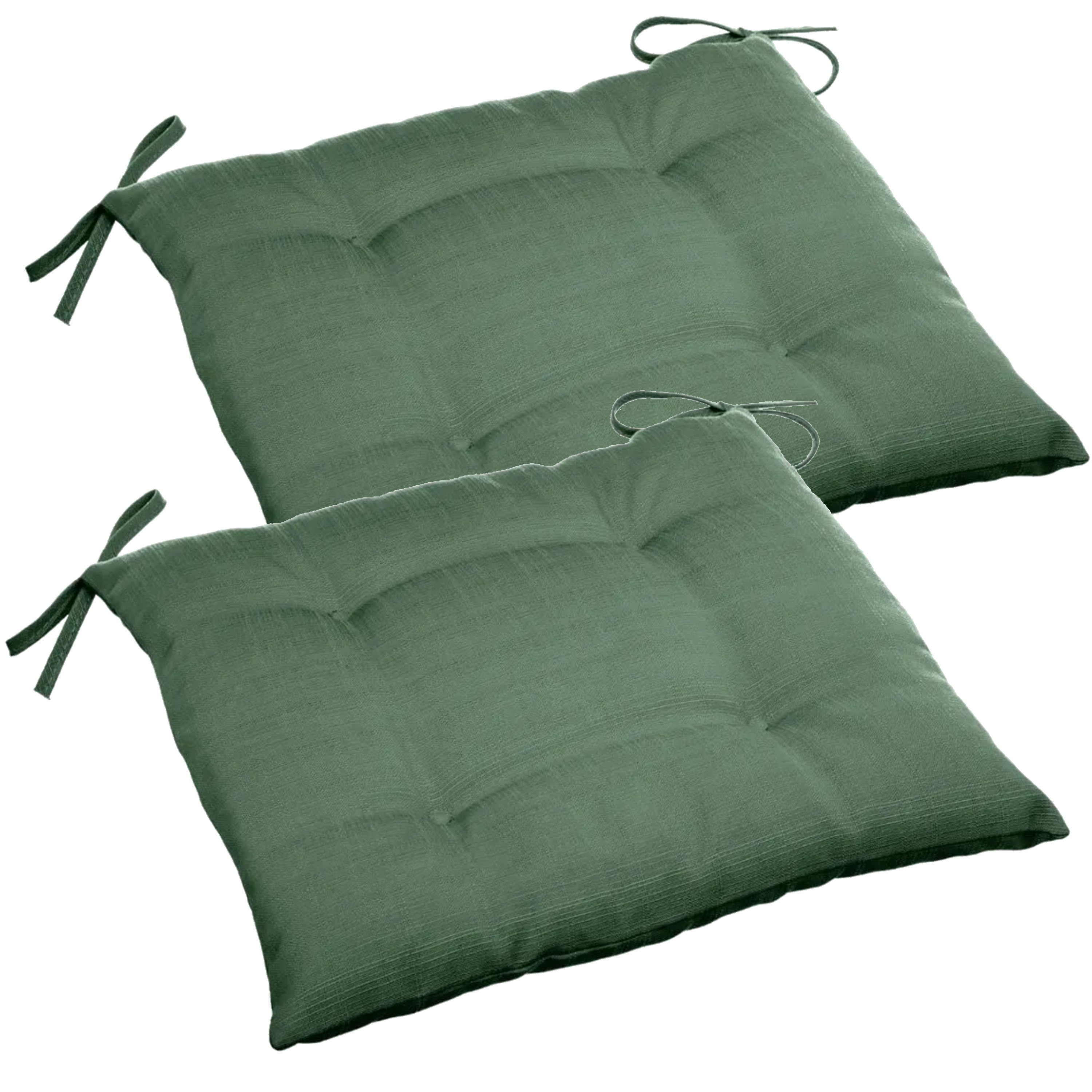 Set van 6x stuks stoelkussens voor binnen en buiten in de kleur olijf groen 40 x 40 x 4 cm