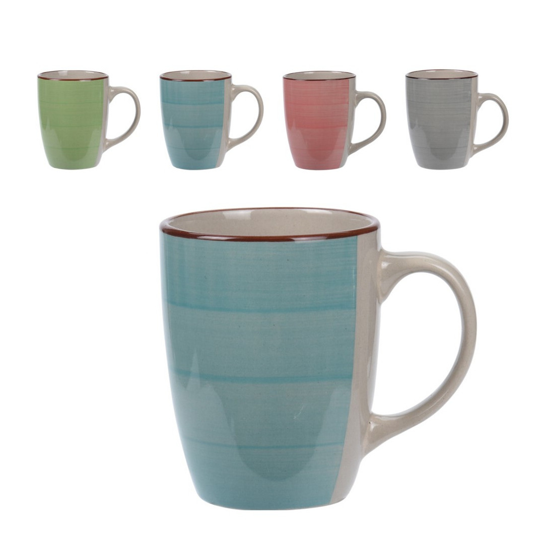 Set van 8x stuks luxe gekleurde stoneware bekers-koffiekopjes 270 ml