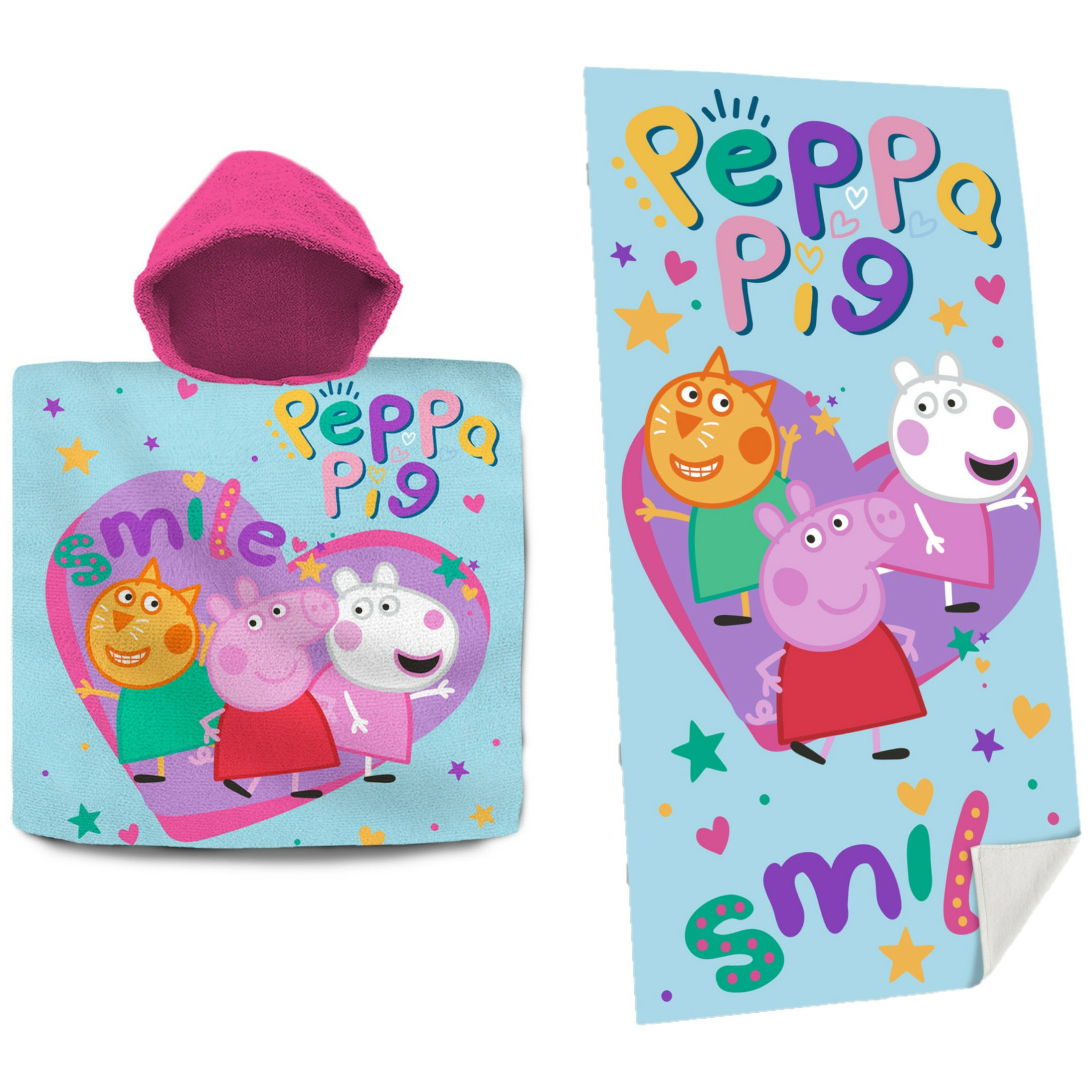 Set van bad cape-poncho met strand-badlaken voor kinderen met Peppa Pig print