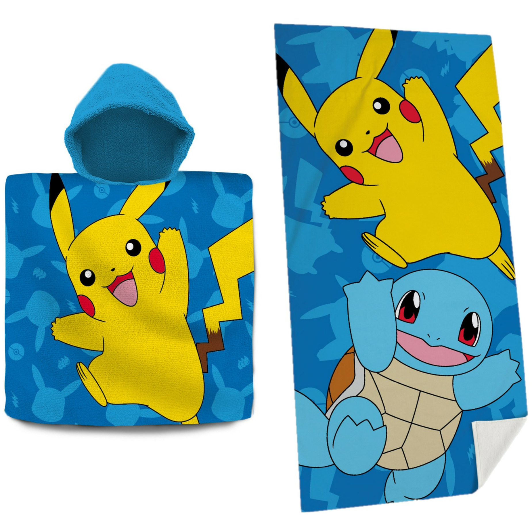 Set van Pokemon bad cape-poncho met strand-badlaken voor kinderen met Pikachu print