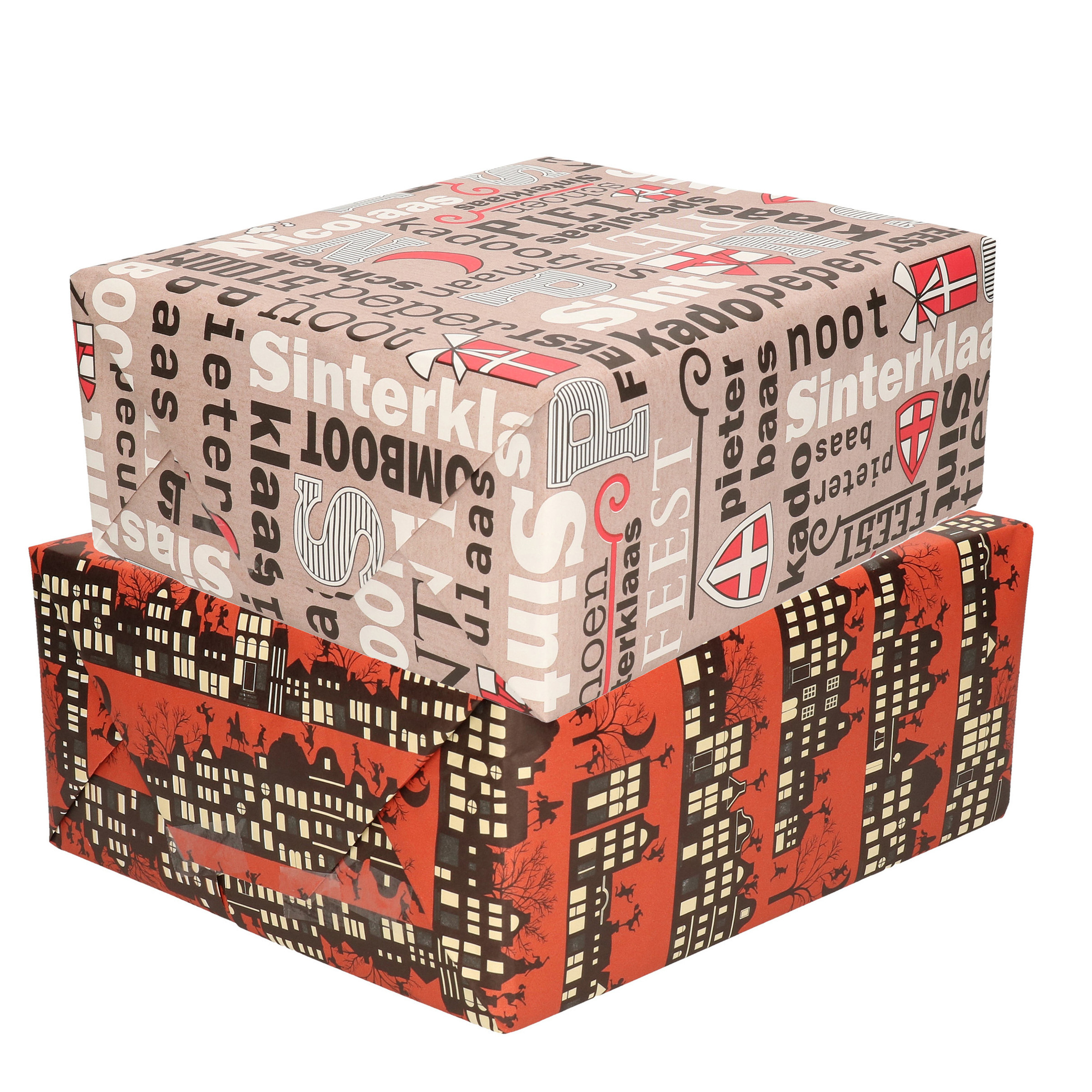 Setje van 8x rollen Sinterklaas inpakpapier-cadeaupapier 2,5 x 0,7 meter 2 soorten prints