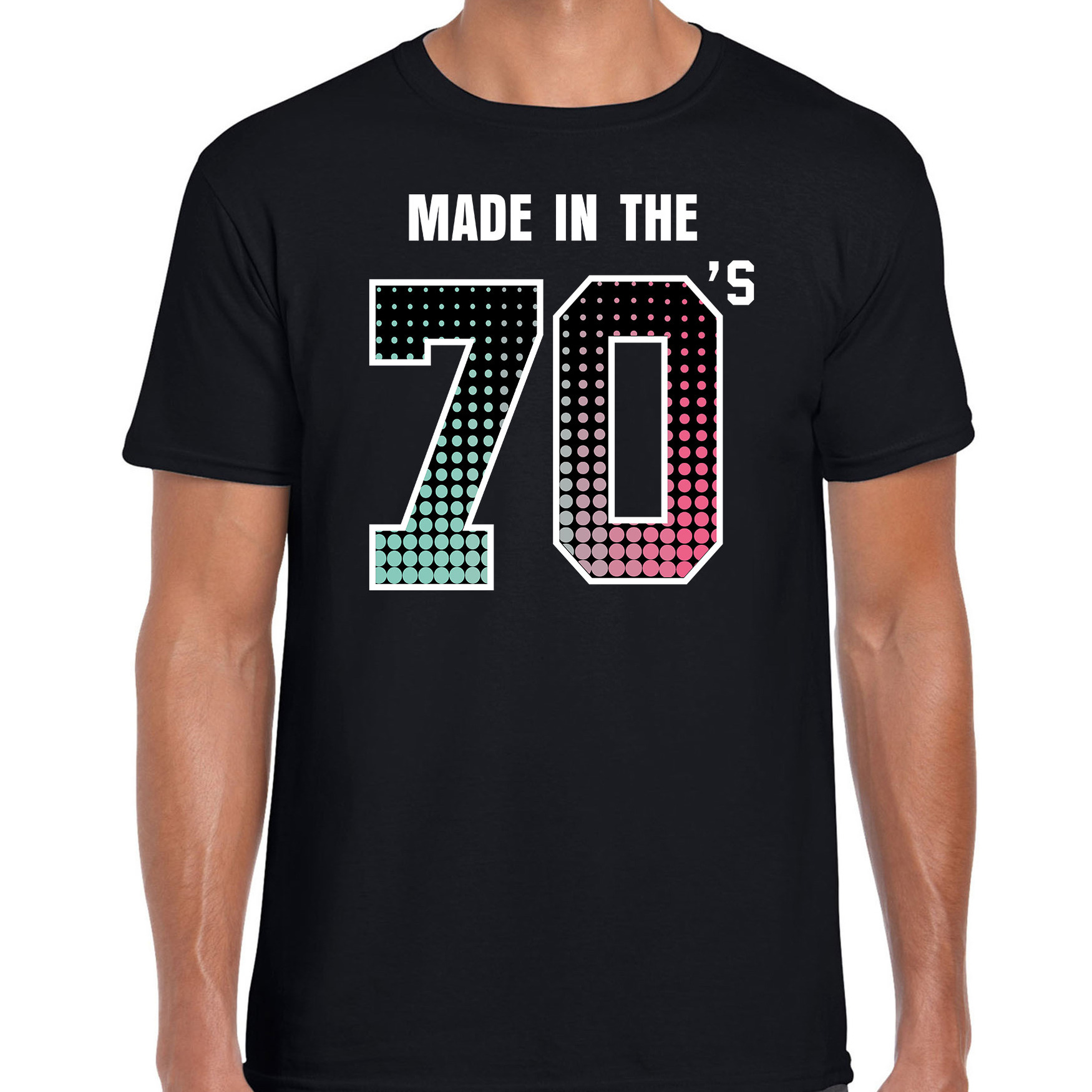 Seventies t-shirt-shirt made in the 70s-geboren in de jaren 70 zwart voor heren