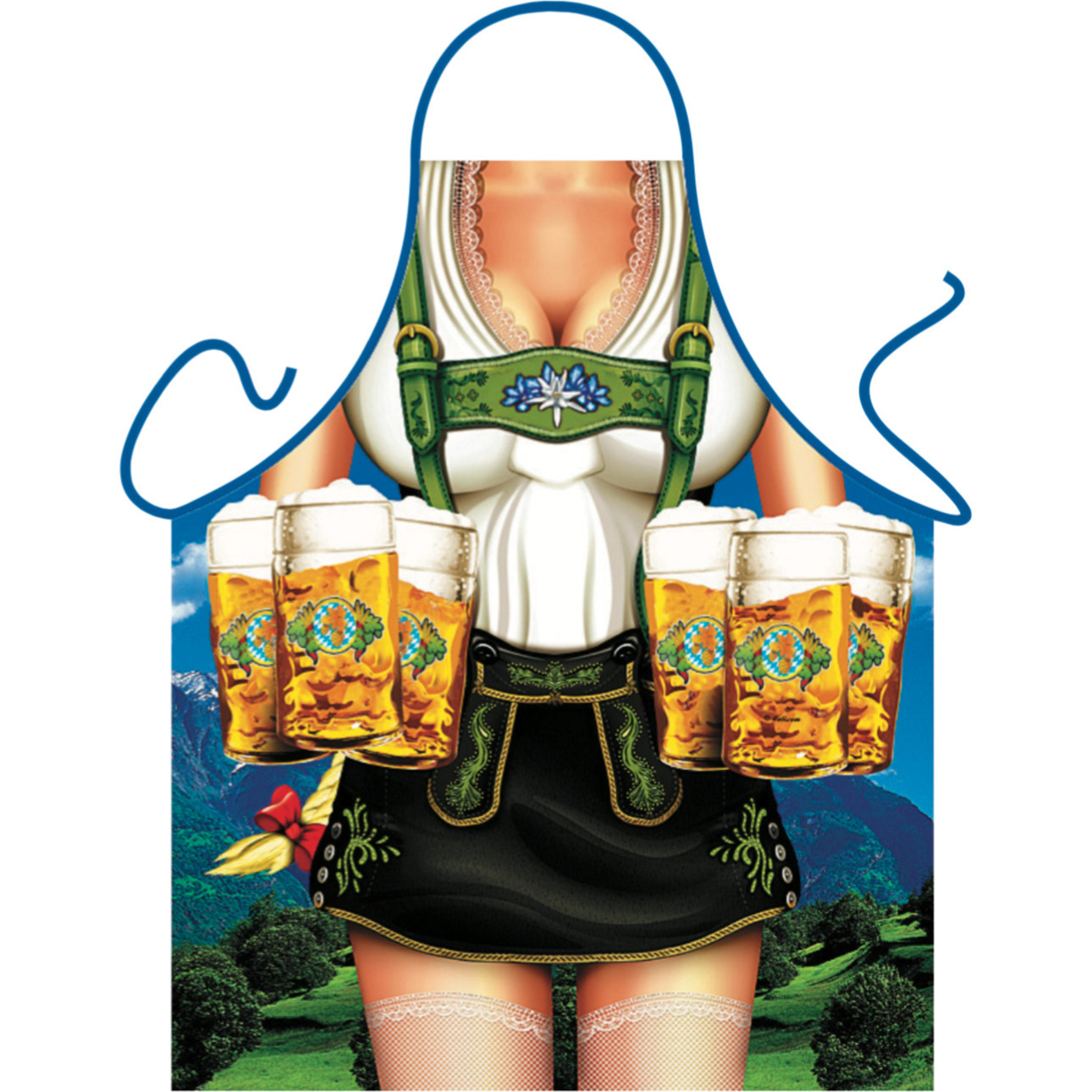 Sexy kookschort Tiroler dame met bierpullen