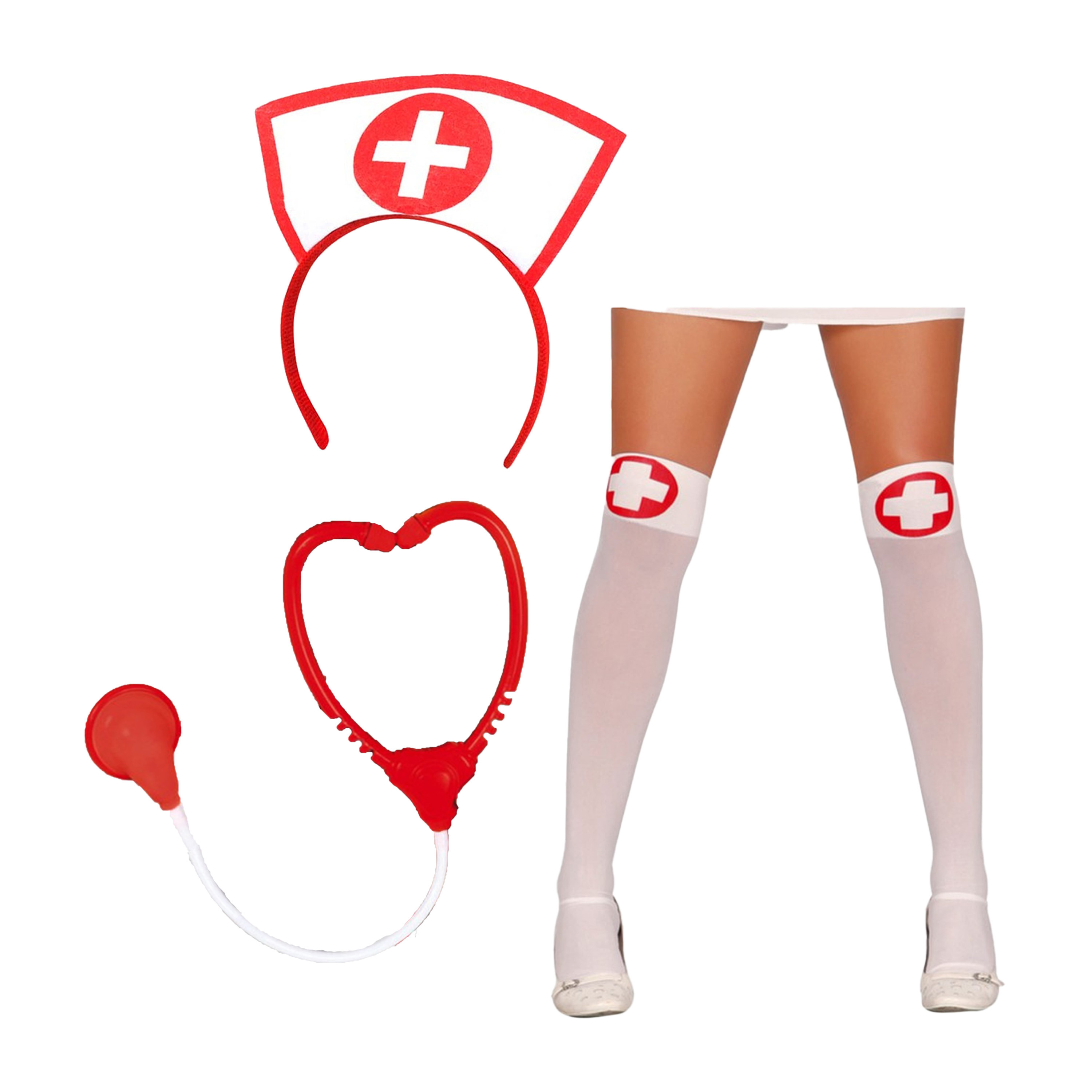 Sexy zuster-verpleegster verkleed set 3-delig carnaval accessoires