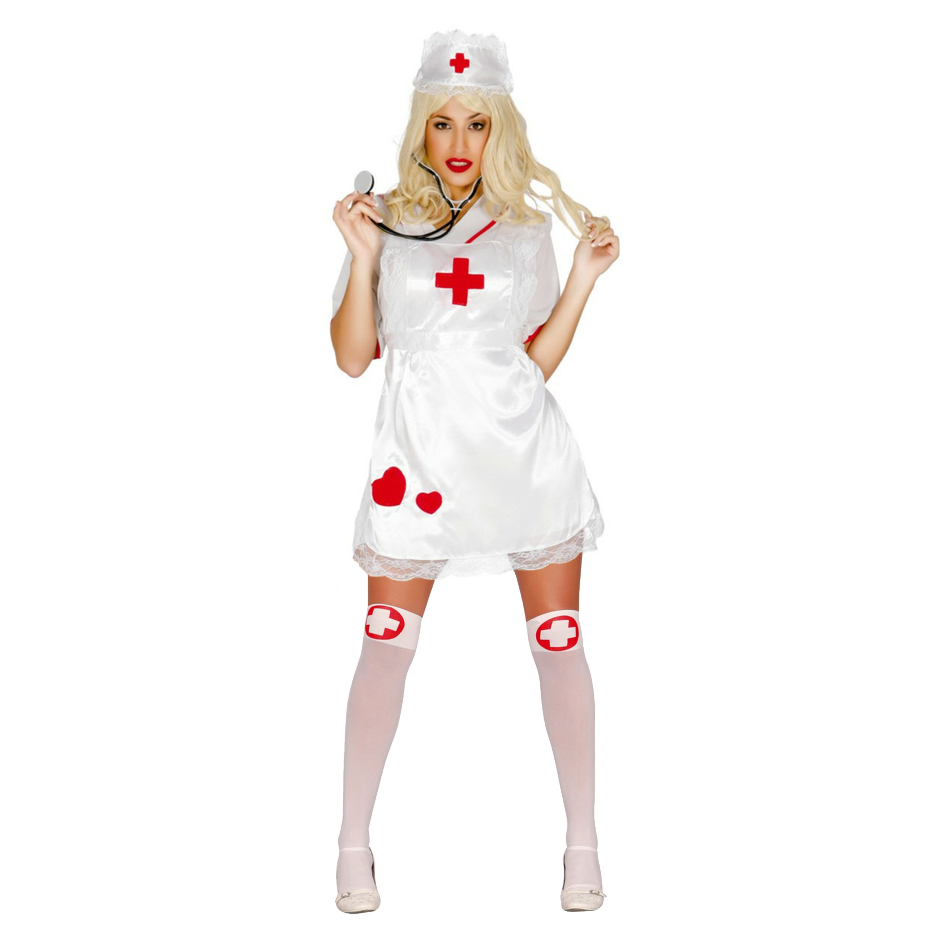 Sexy zuster-verpleegster verkleed set 4-delig carnaval accessoires