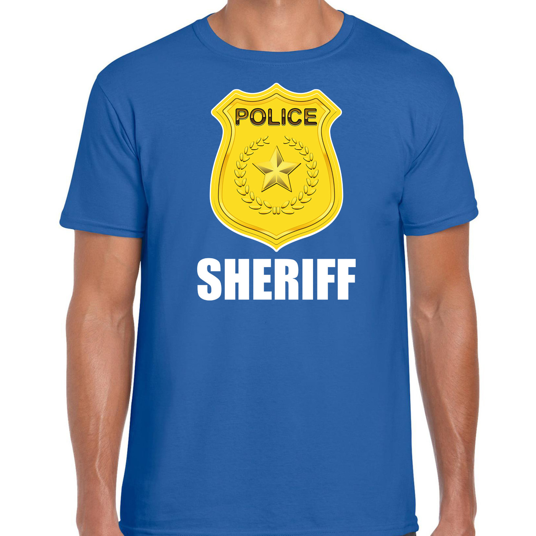 Sheriff police-politie embleem t-shirt blauw voor heren