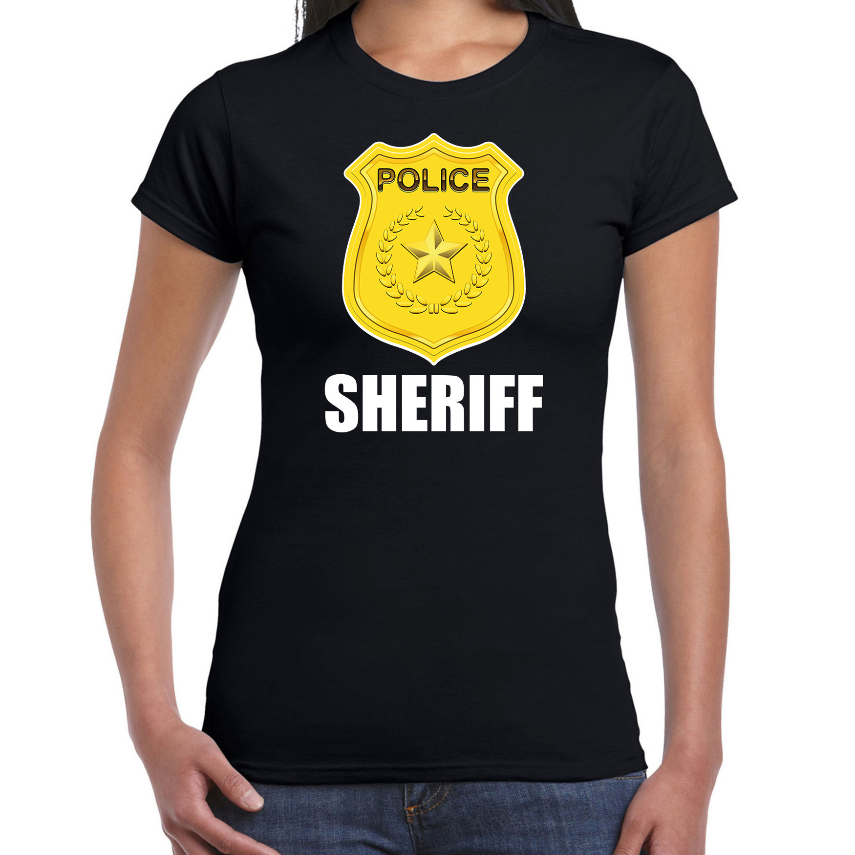 Sheriff police-politie embleem t-shirt zwart voor dames