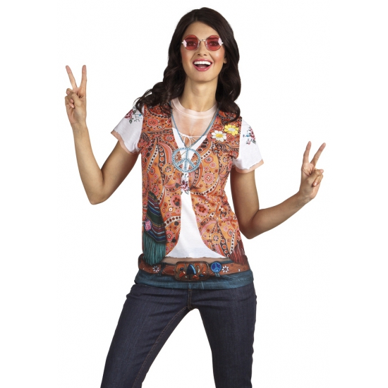 Shirt met hippie opdruk dames
