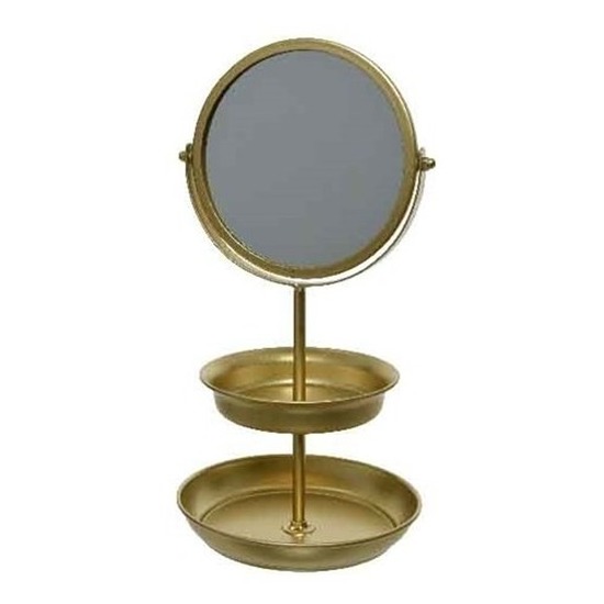 Sieraden-make-up spiegel met etagere goud 16 x 32,5 cm