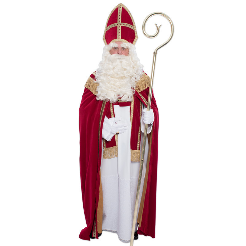 Sinterklaas kostuum luxe katoenfluweel met mijter voor volwassenen
