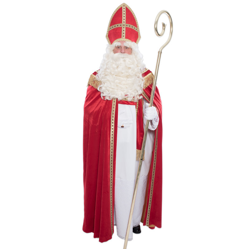 Sinterklaas kostuum luxe polyesterfluweel met mijter voor volwassenen