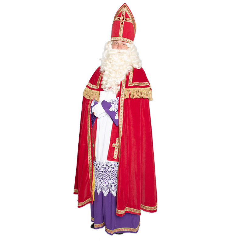 Sinterklaas kostuum polyesterfluweel met koker mijter voor volwassenen