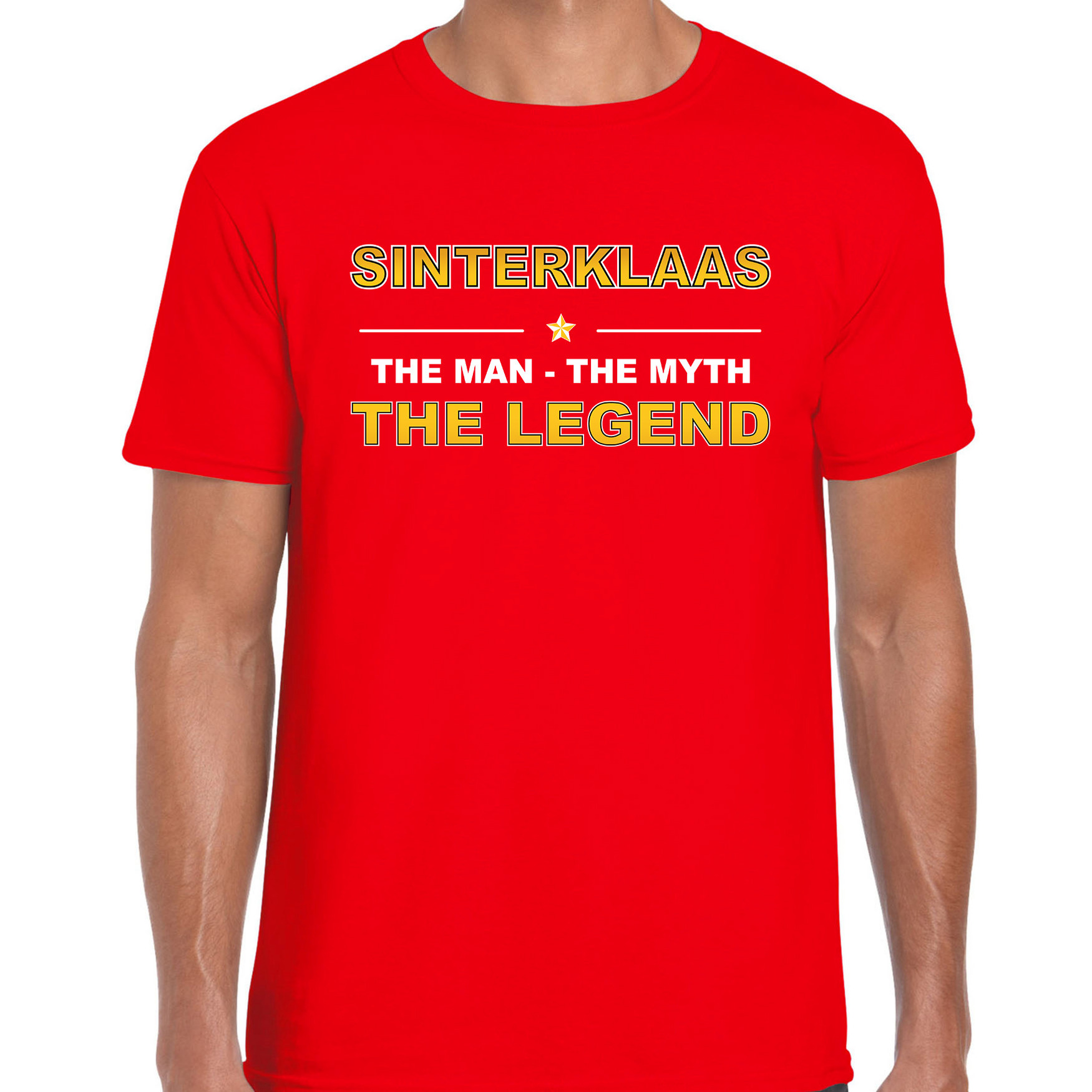 Sinterklaas t-shirt-the man-the myth-the legend rood voor heren