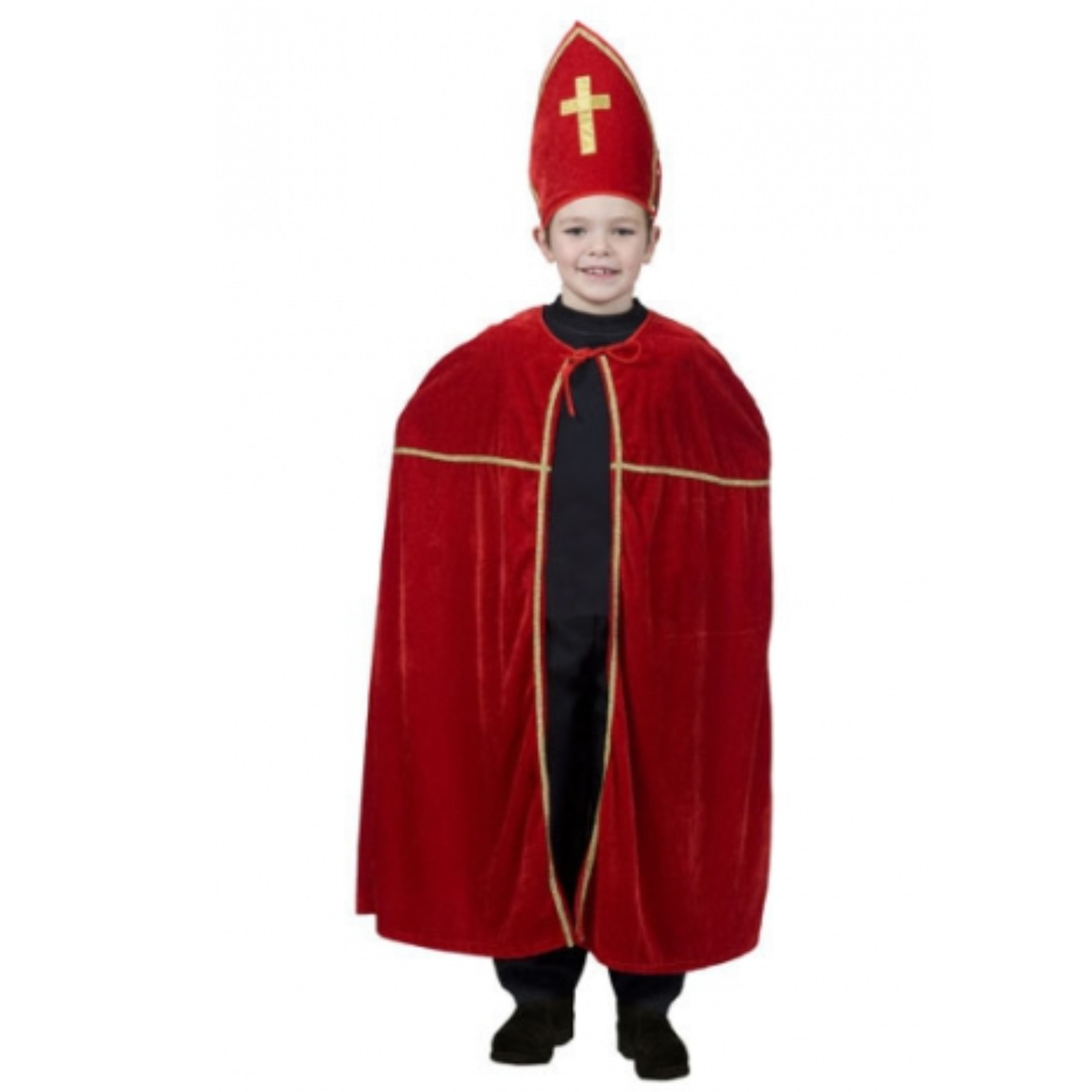 Sinterklaas verkleed cape en mijter - voor kinderen - rood fluweel