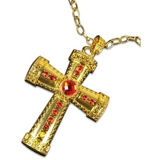 Sinterklaas verkleed ketting goud-rood kruis voor volwassenen