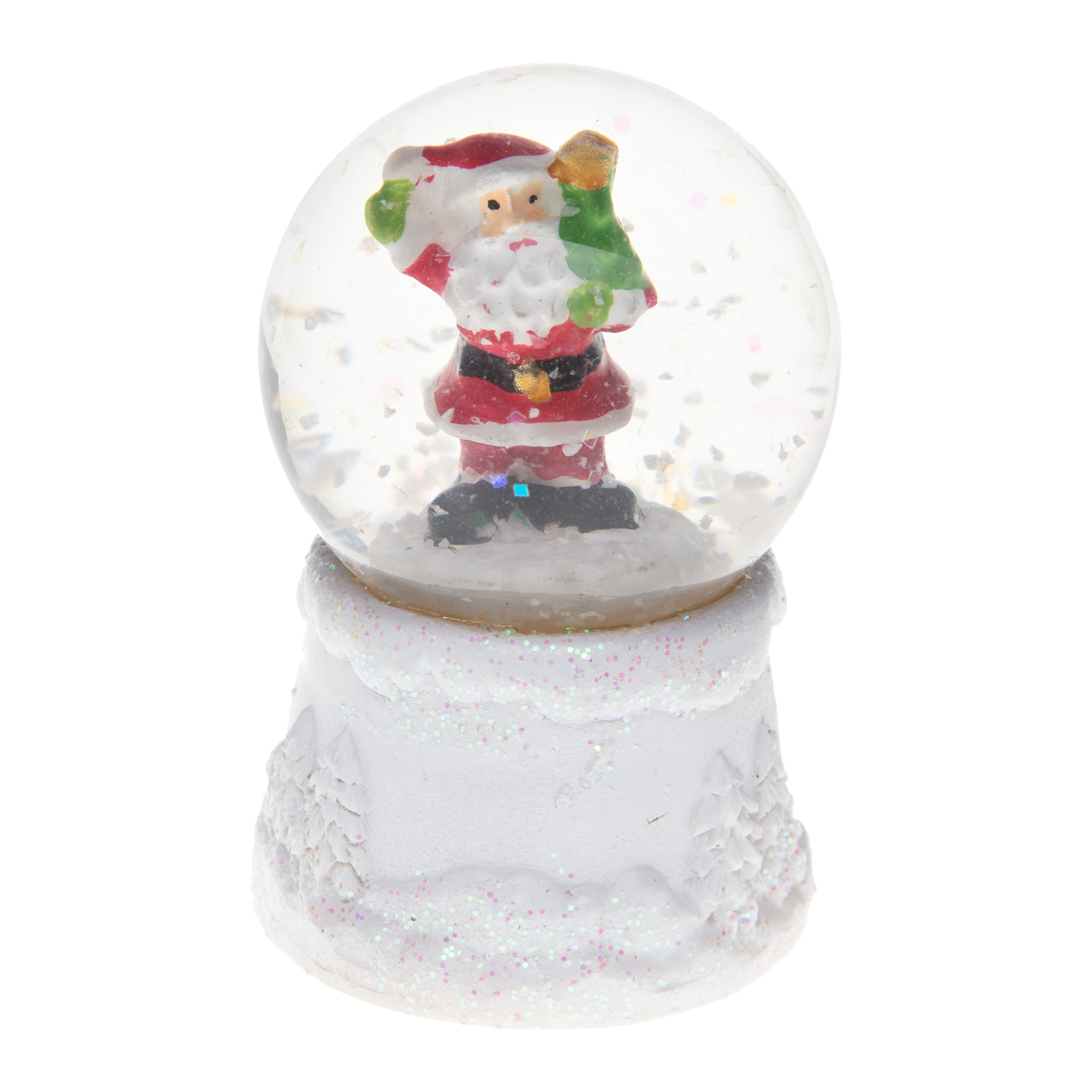 Sneeuwbol-snowglobe mini kerstman met licht 4,5 x 7 cm