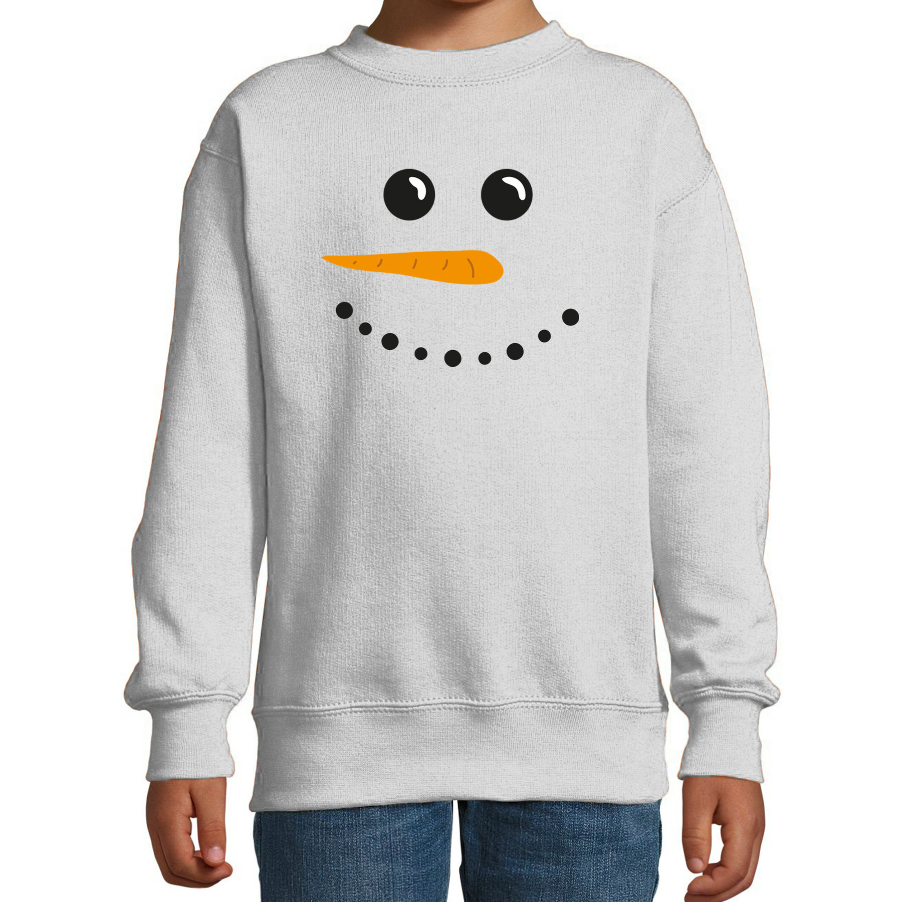 Sneeuwpop foute Kerstsweater-Kersttrui grijs voor kinderen