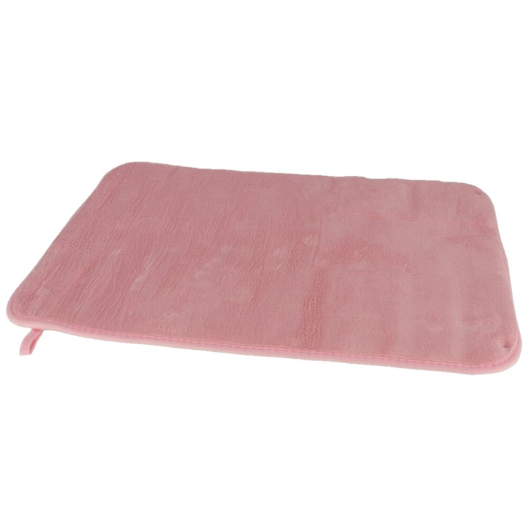 Sneldrogende badmat met anti slip roze 40 x 60 cm rechthoekig