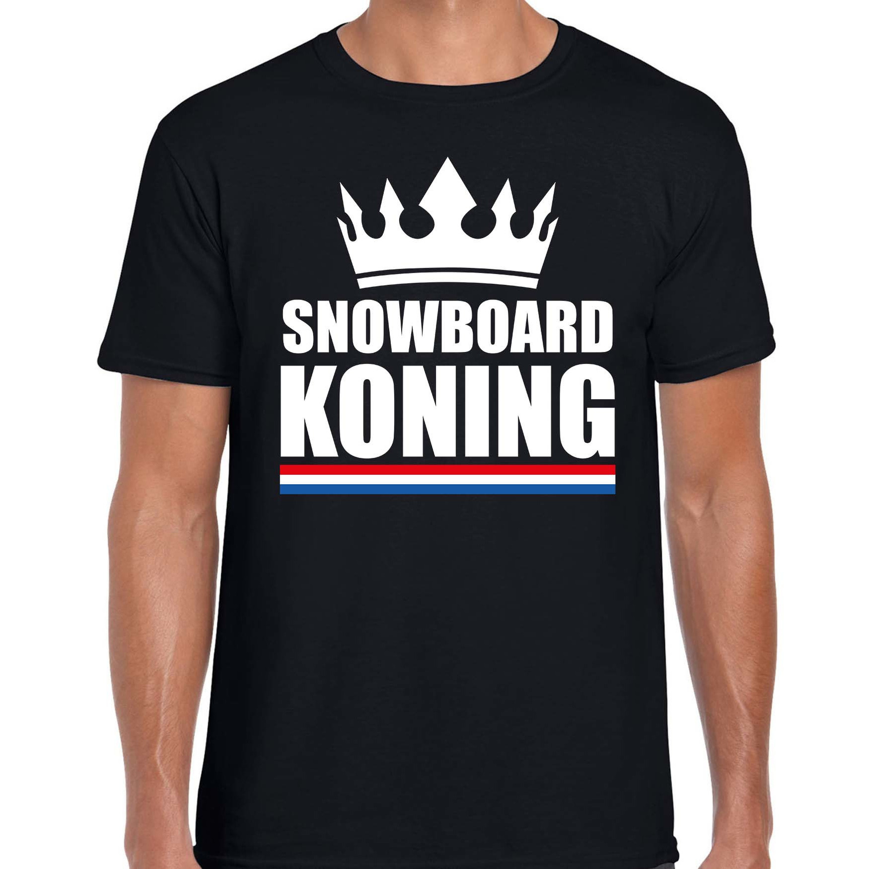 Snowboard koning apres ski t-shirt zwart heren Sport-hobby shirts