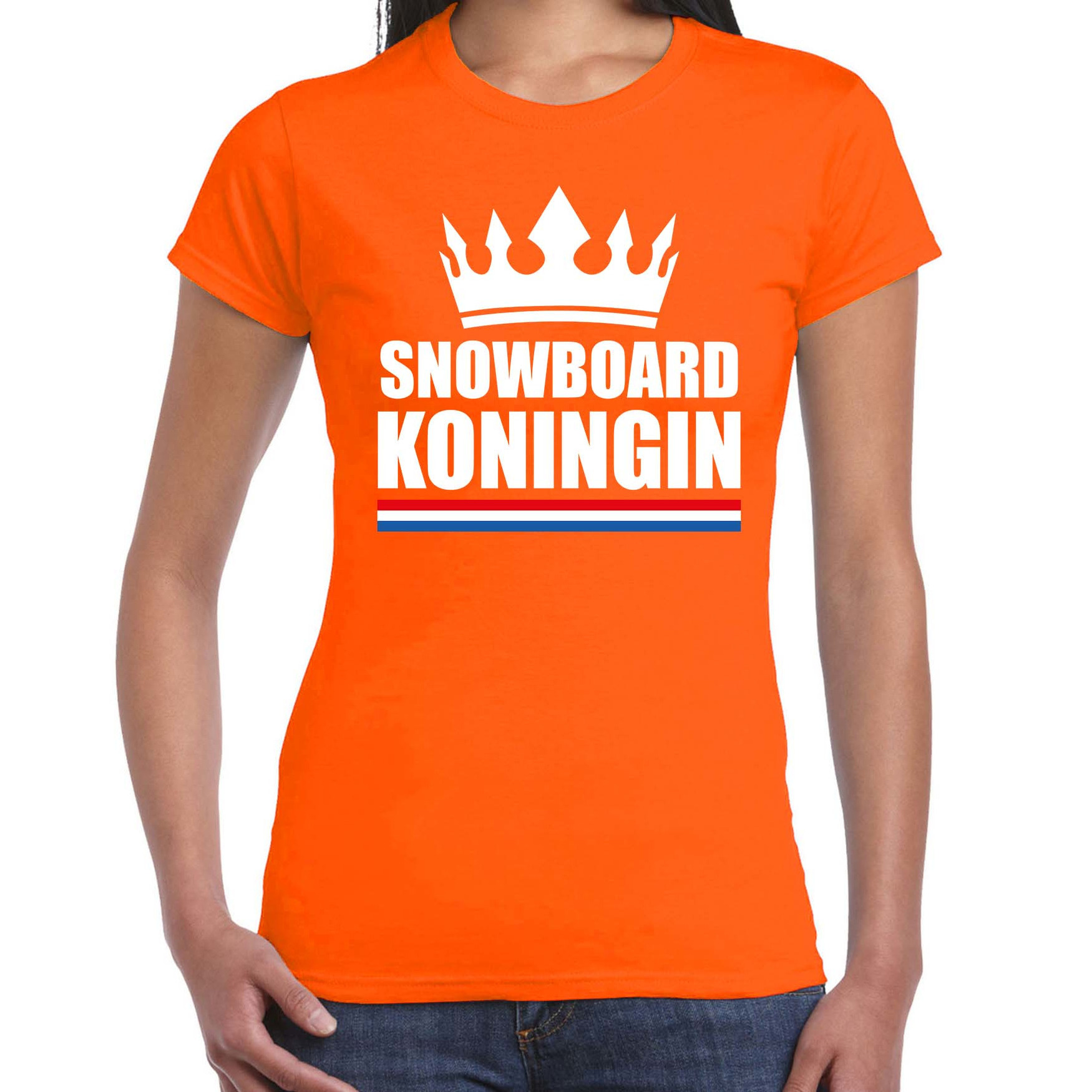 Snowboard koningin apres ski t-shirt oranje dames Sport-hobby shirts