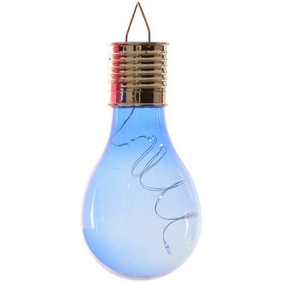Solar hanglamp bol-peertje blauw kunststof 14 cm LED