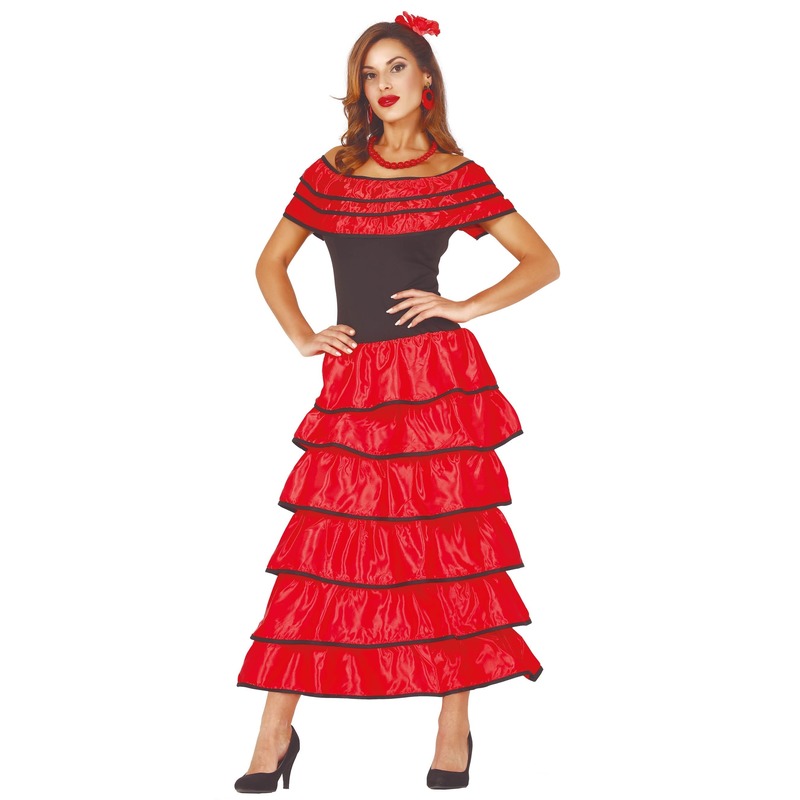 Spaanse danseres flamencojurk rood verkleed kostuum voor dames