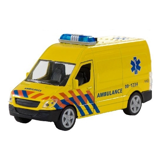 Speelgoed ambulance 12 cm met licht en geluid