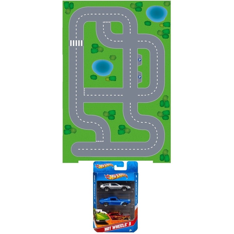 Speelgoed autowegen stratenplan dorp XL race auto set 3 stuks