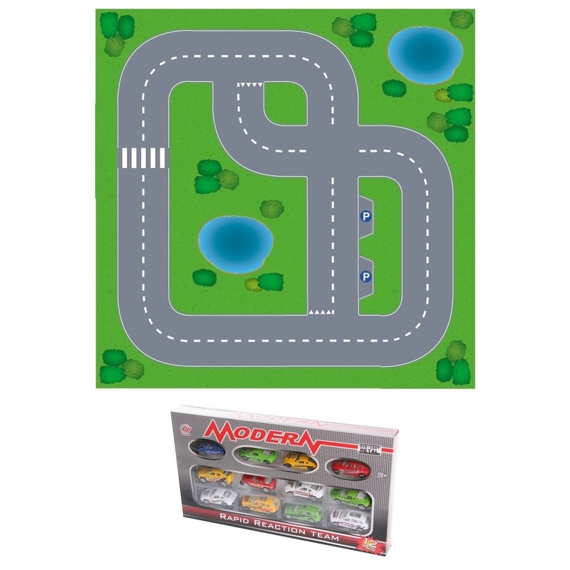 Speelgoed autowegen stratenplan dorpje auto set 12 stuks