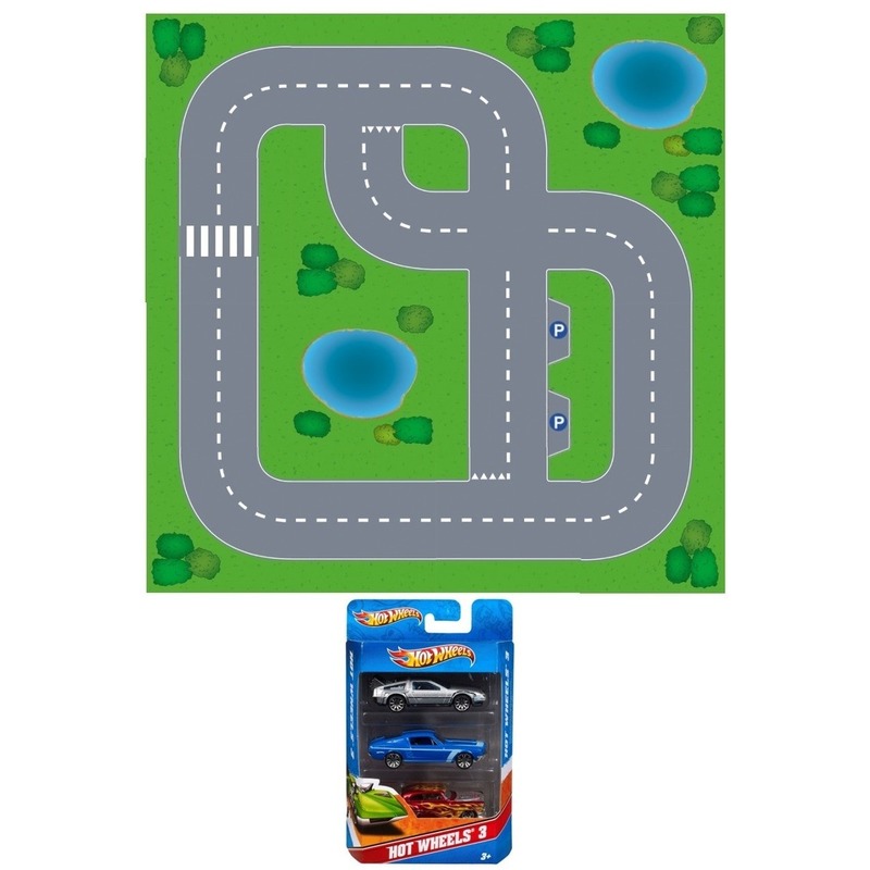 Speelgoed autowegen stratenplan dorpje race auto set 3 stuks
