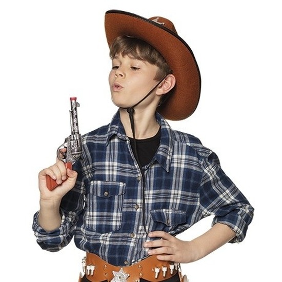 Speelgoed cowboy revolver-pistool zilver 20 cm