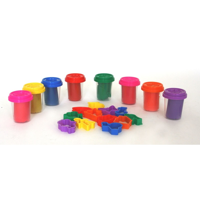 Speelgoed Klei set voor kinderen met 8 potjes en 12 vormpjes