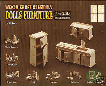 Dollhouse mini furniture kitchen, living room/dining room set