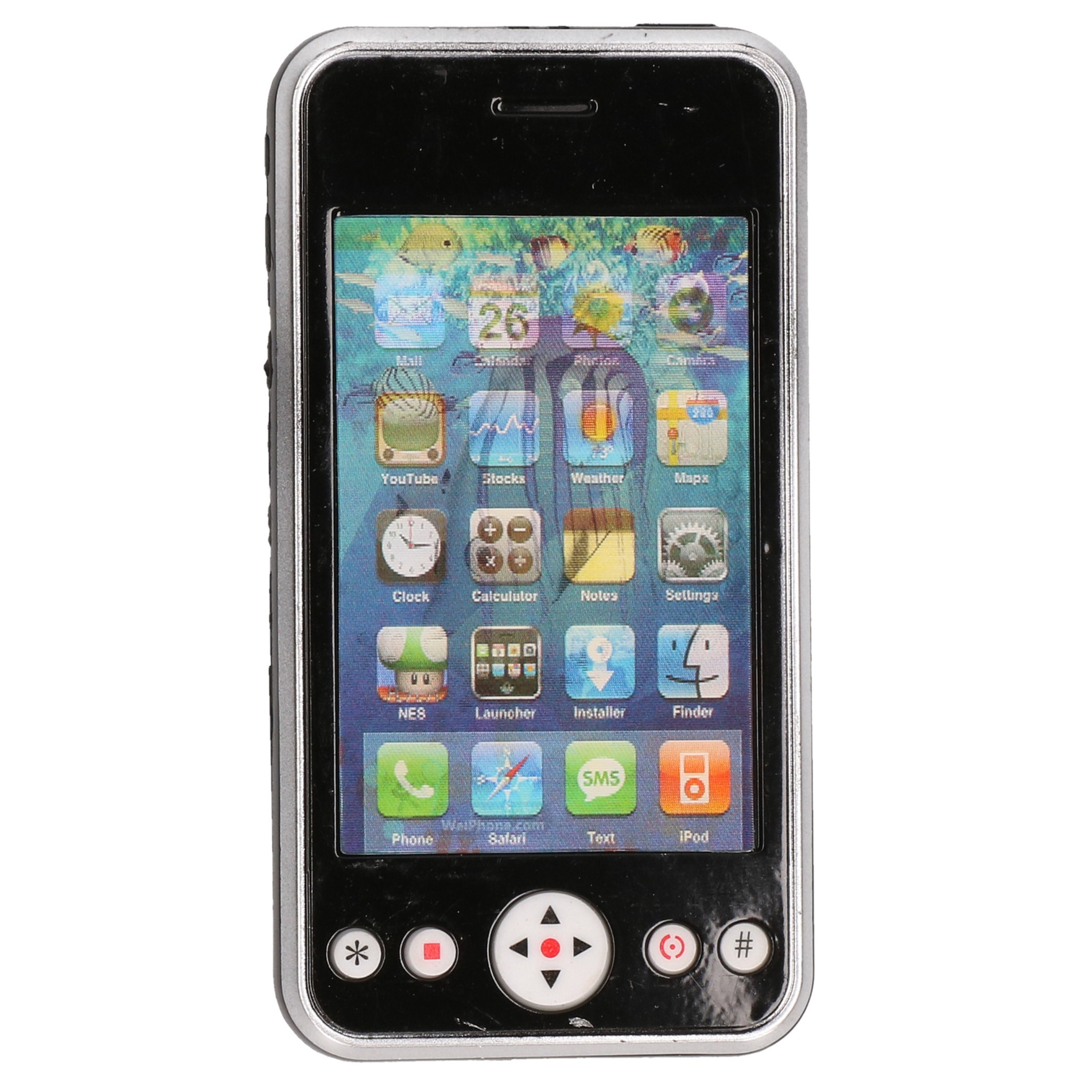Speelgoed smartphone/mobiele telefoon zwart met licht en geluid 10 cm