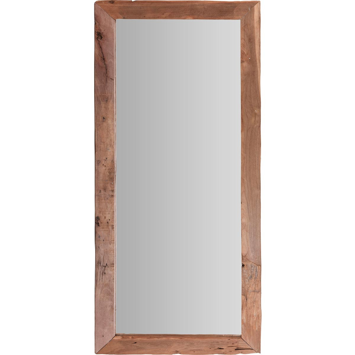 Spiegel-wandspiegel teak hout bruin rechthoek 100 x 70 cm