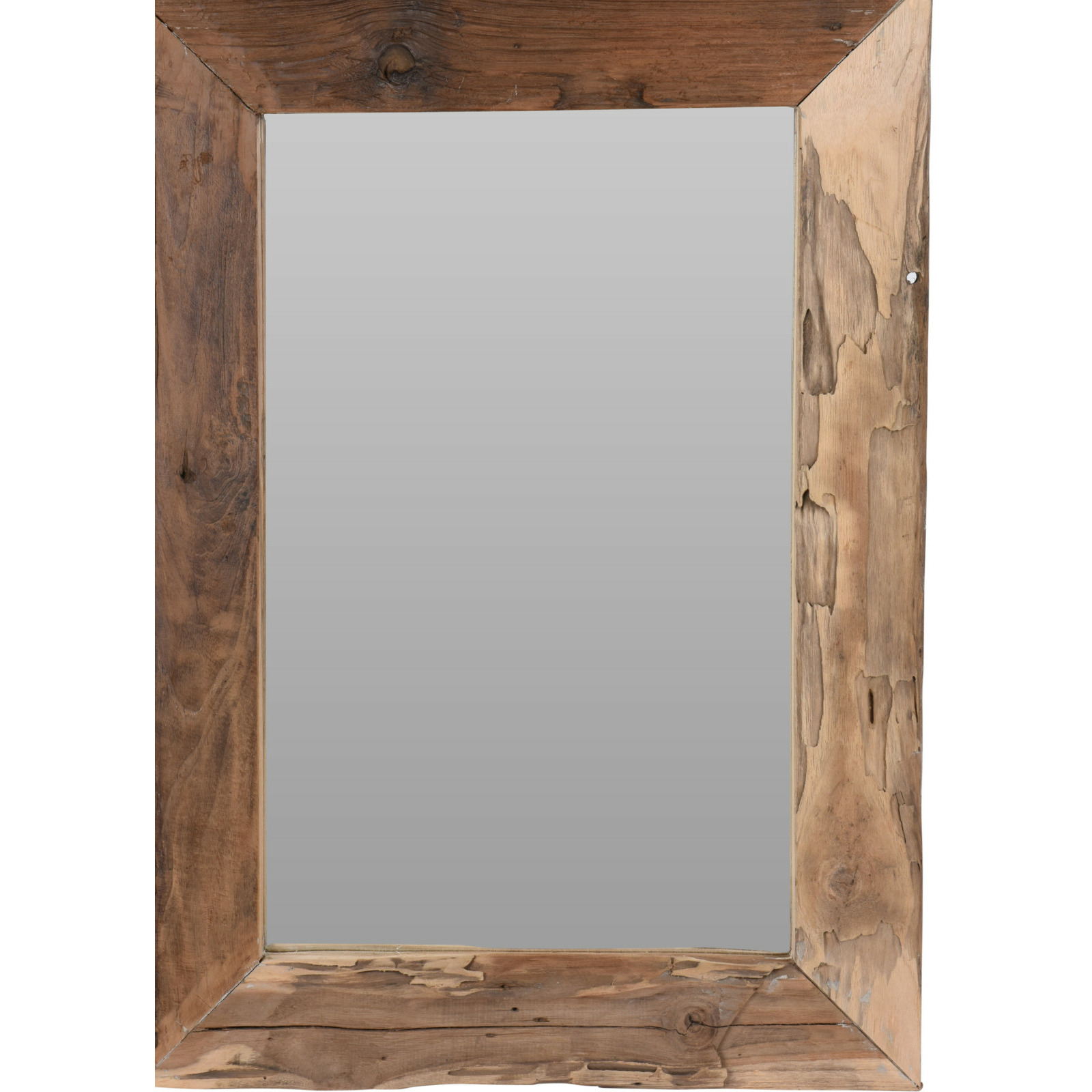 Spiegel-wandspiegel teak hout bruin rechthoek 70 x 50 cm