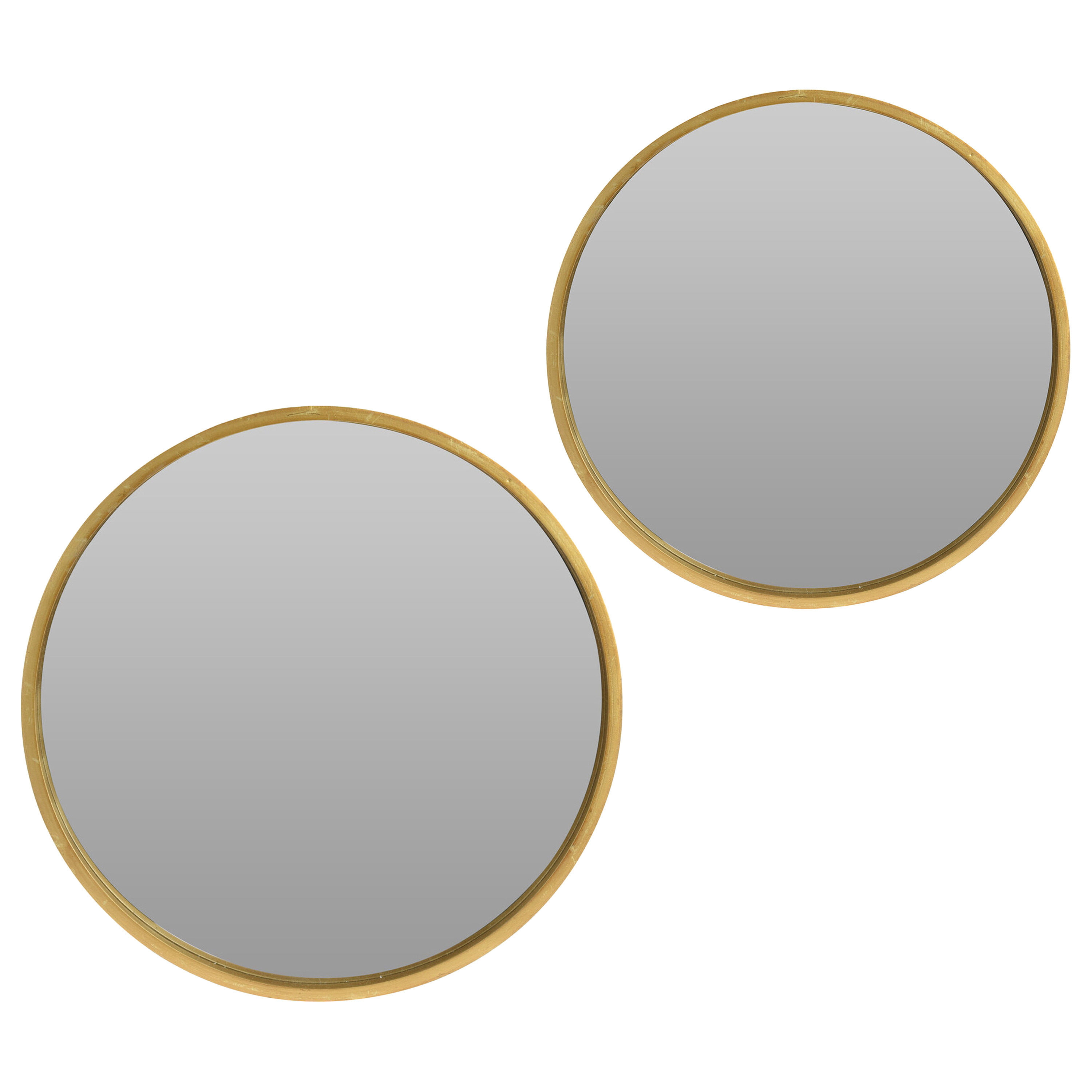 Spiegels set rond 2x goud 30 cm + 40 cm hout