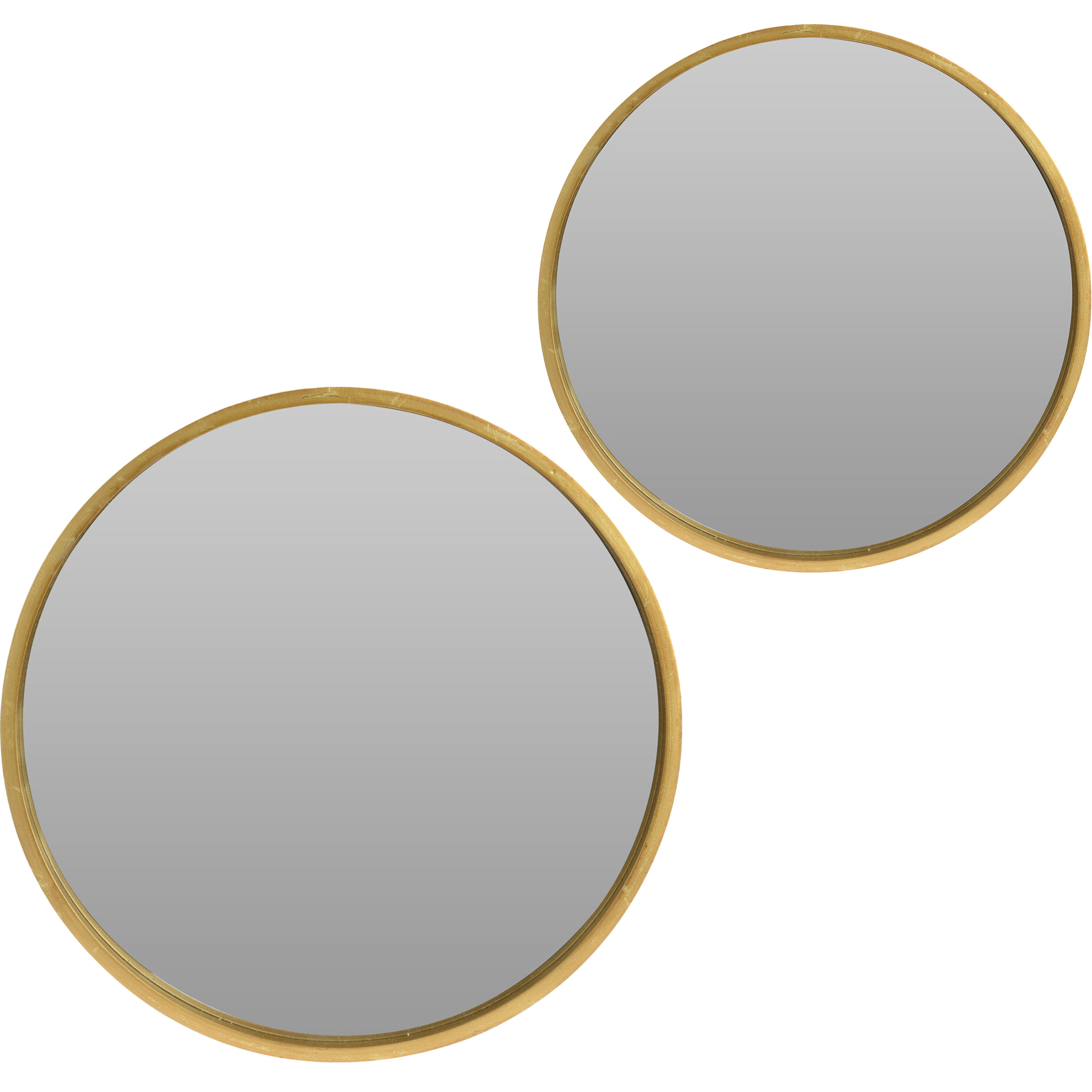Spiegels set rond 2x goud 40 cm + 50 cm hout
