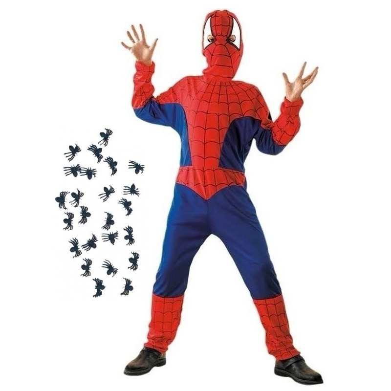 Spinnenheld kostuum maat M met spinnetjes voor kinderen