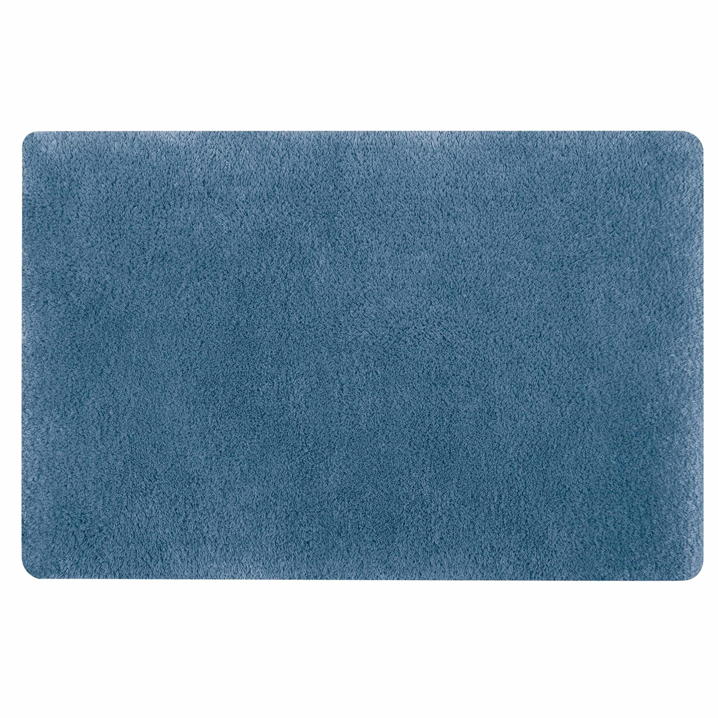 Spirella badkamer vloer kleedje-badmat tapijt hoogpolig en luxe uitvoering blauw 40 x 60 cm
